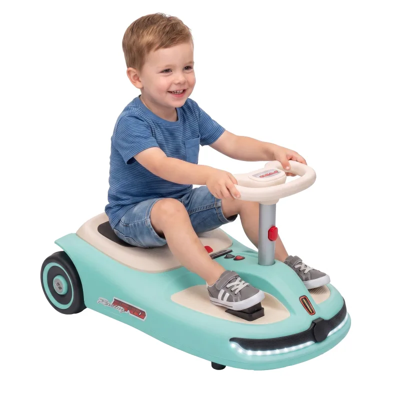 12V Electric Wiggle Car with Pedal 2 in 1 for Kids 3-5 Y Light Blue