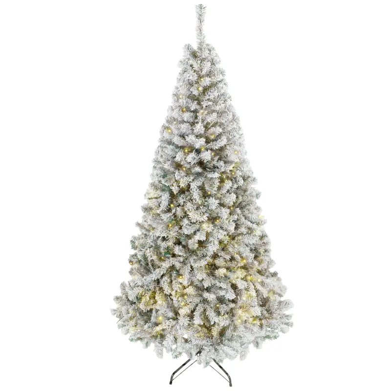 6ft Flocked Prelit Christmas Tree, Fraser Fir, Hinged Xmas Tree
