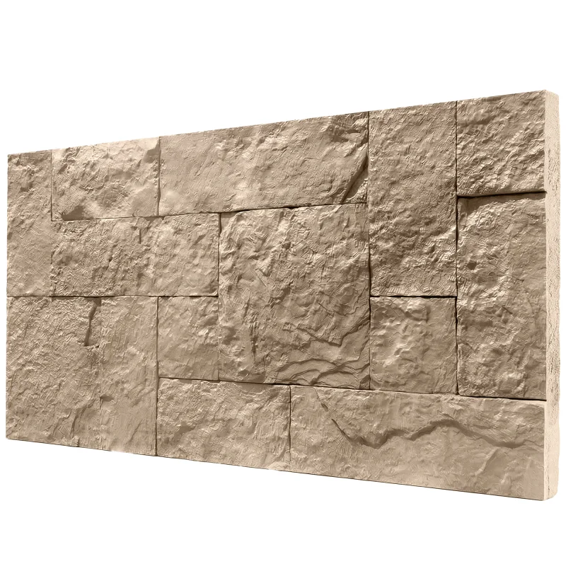 3D Faux Stone Wall Panels Water-Resistant 4' x 2' Beige
