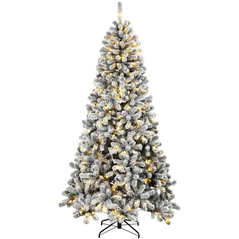 7.5ft Flocked Prelit Christmas Tree, Northern Pine with 350 LEDs