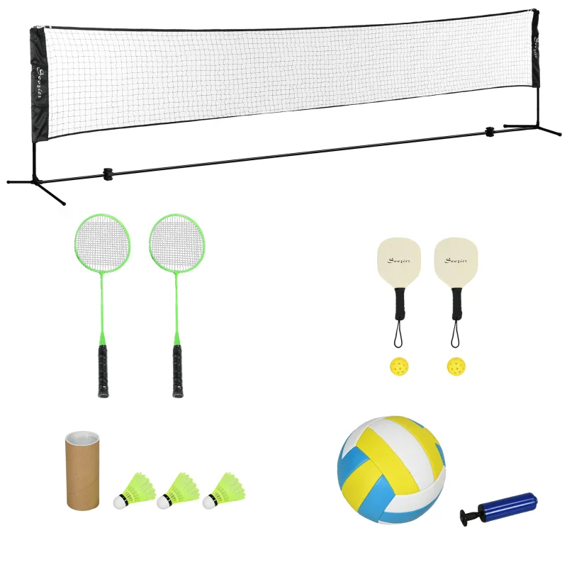 17ft Portable All-in-One Badminton Set, Height Adjustable Net