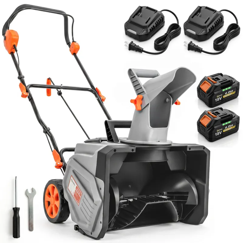 40V 18" Cordless Snow Blower with PU Auger, 1400W Brushless Motor