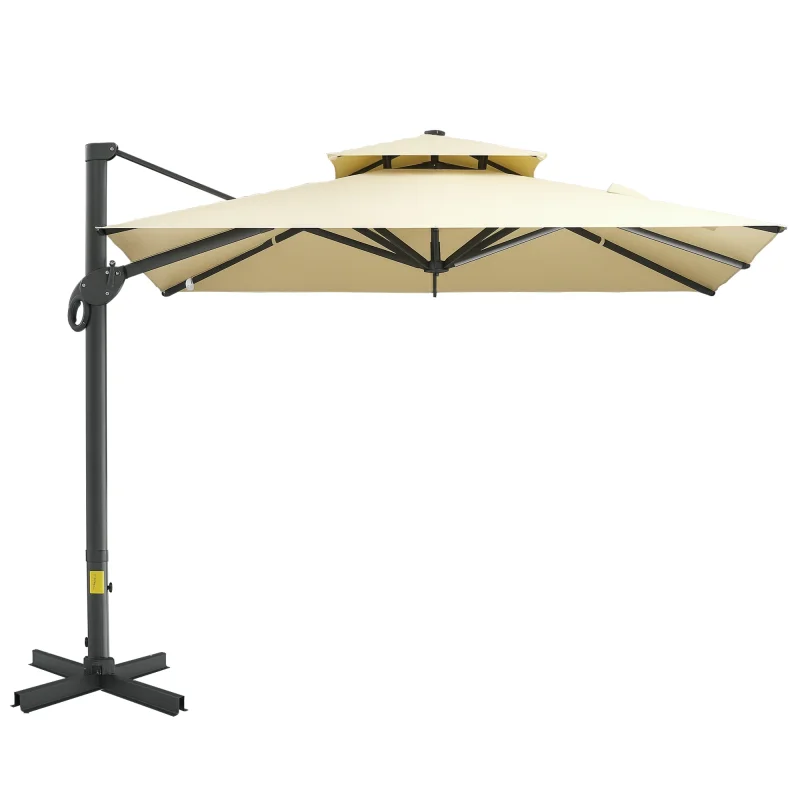 10ft Offset Patio Umbrella, Hanging Cantilever Umbrella, Beige