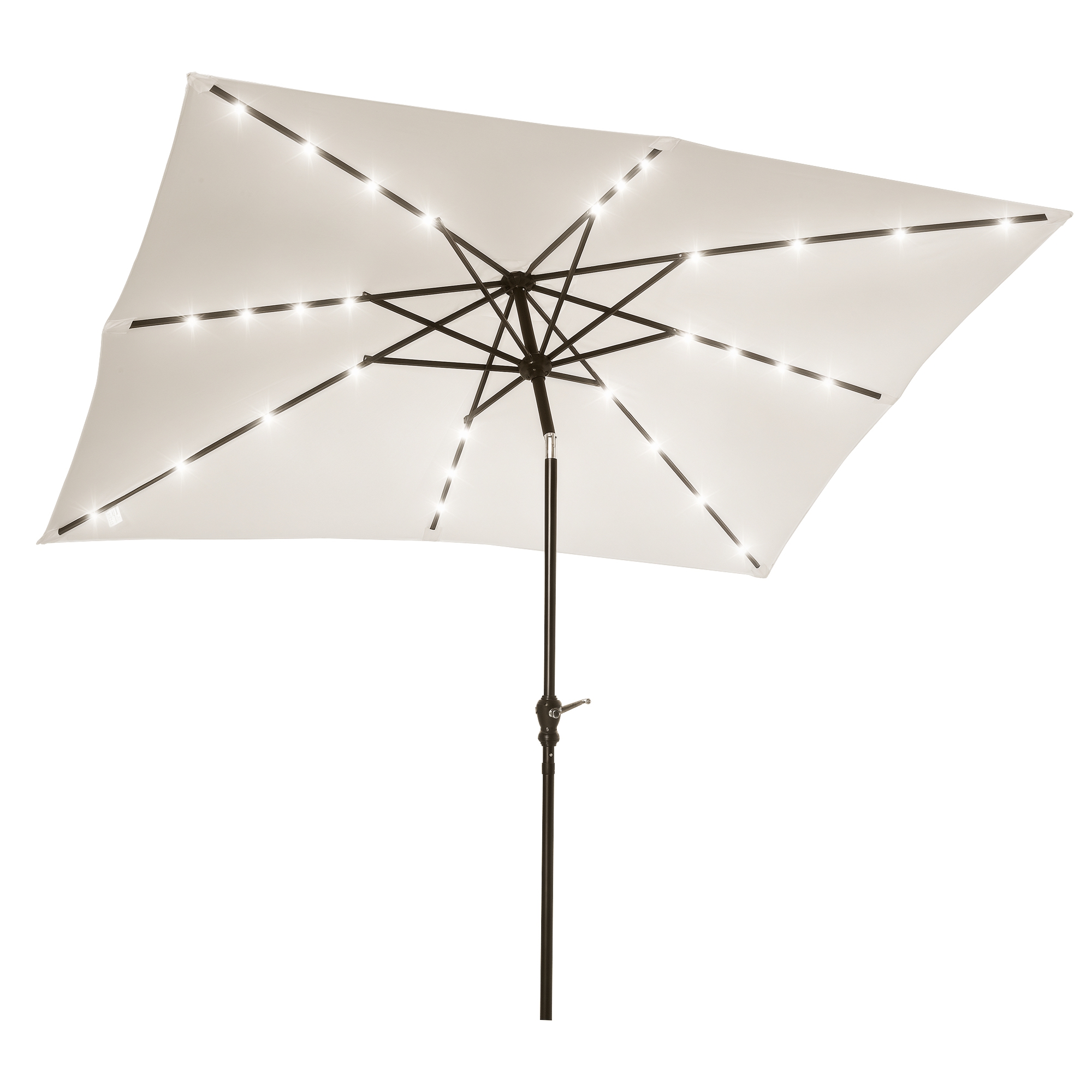 9' x 7' Solar Umbrella, LED Lighted Patio Umbrella Cream White