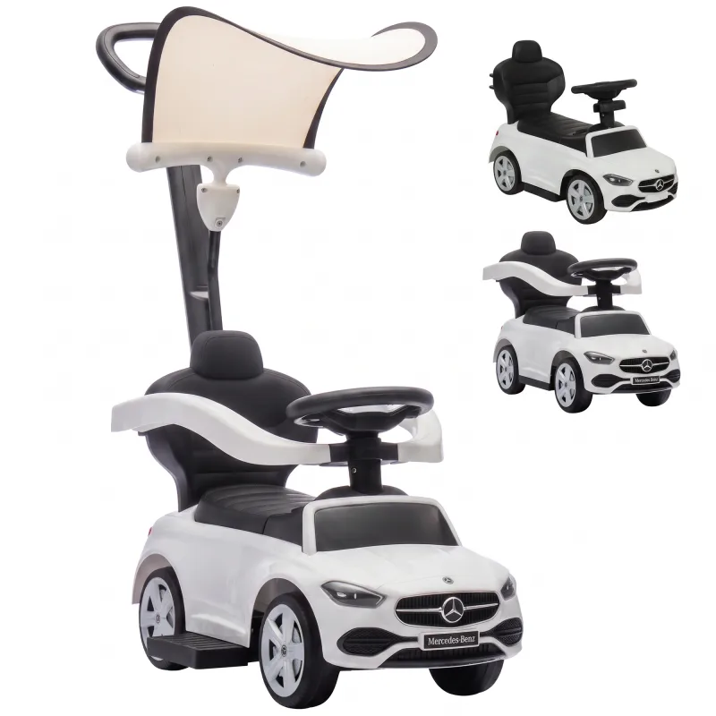 3 in 1 Toddler Push Car Licensed Mercedes-Benz for 18-36 Months White