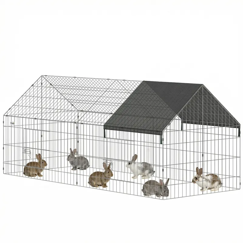 Metal Chicken Coop Chicken Run with Cover 71" x 30" x 30" Black