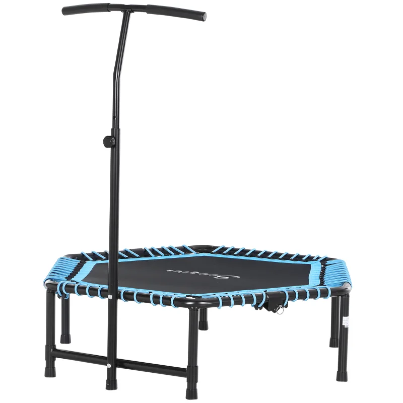 48" Adult Hexagon Rebounder Trampoline with Adjustable Bar, Blue