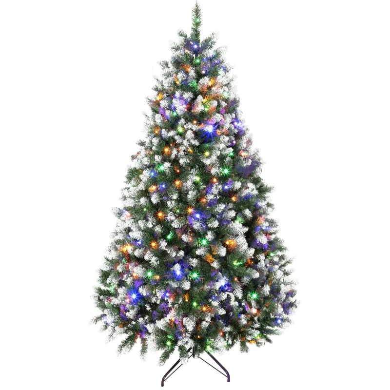 7.5ft Pre-lit Artificial Christmas Tree Hinged Full Xmas Tree