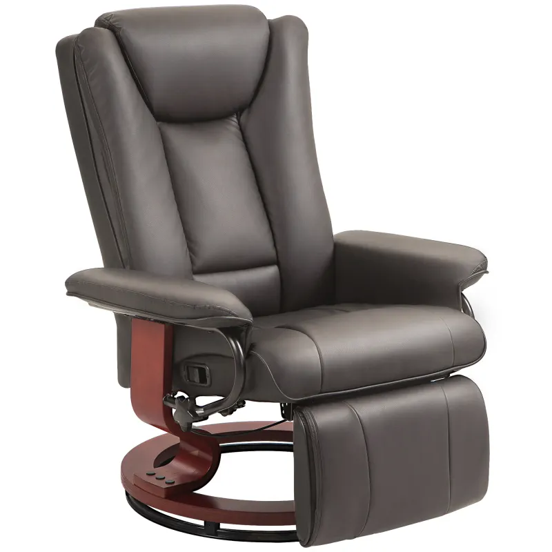 Manual Swivel Recliner Chair with Footrest for Living Room Brown