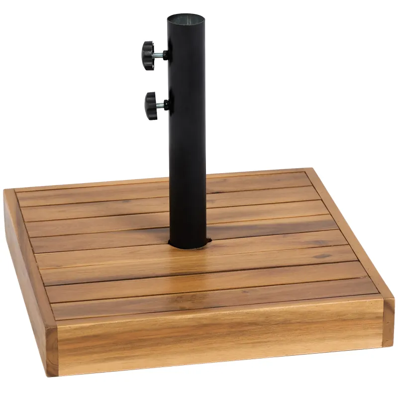 42lbs Square Patio Umbrella Base for 1.25"/1.5" Poles, Teak