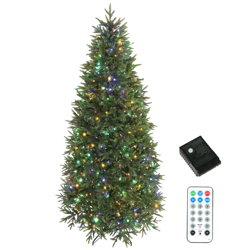 7.5ft Prelit Christmas Tree, Dual-Color LEDs, 100% Realistic PE Tips