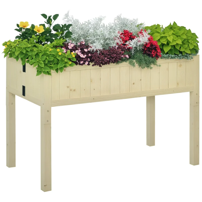 Raised Garden Bed Wooden Planter Box Space-Saving Folding Design