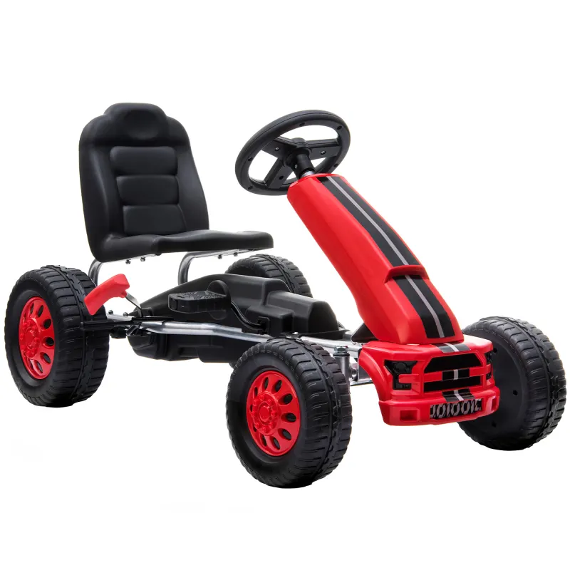 Pedal Go Kart for Kids Lightweight Aluminum Frame Steering Wheel Red