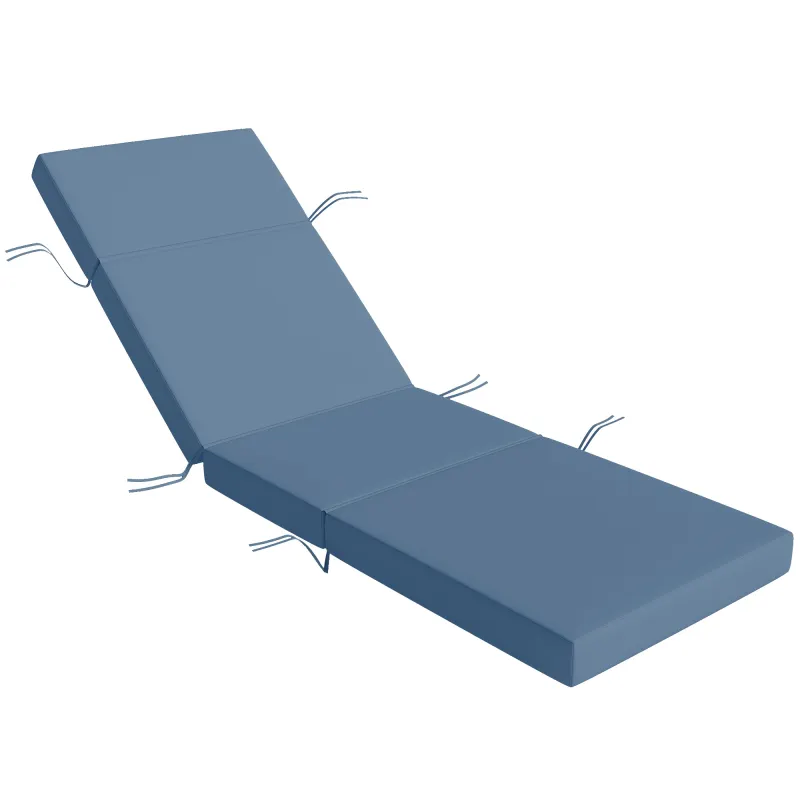 Chaise Lounge Cushion, 4" Thick Outdoor Lounge Chair Cushions with Ties for Patio, 26" x 80", Navy Blue