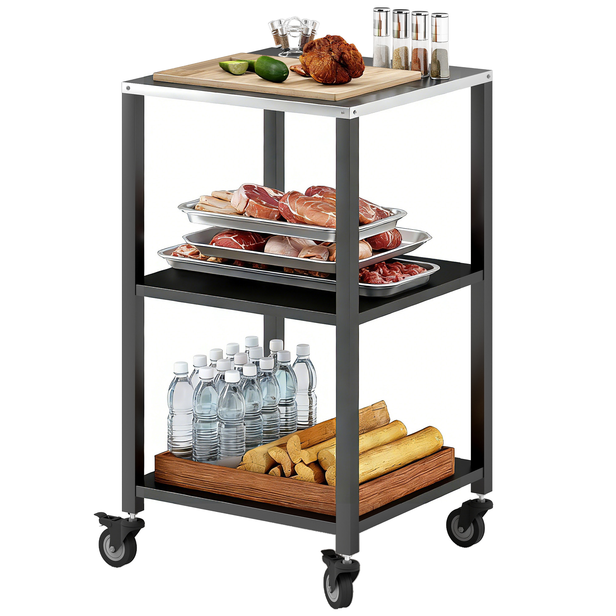 carrello grill dettaglio piano inox