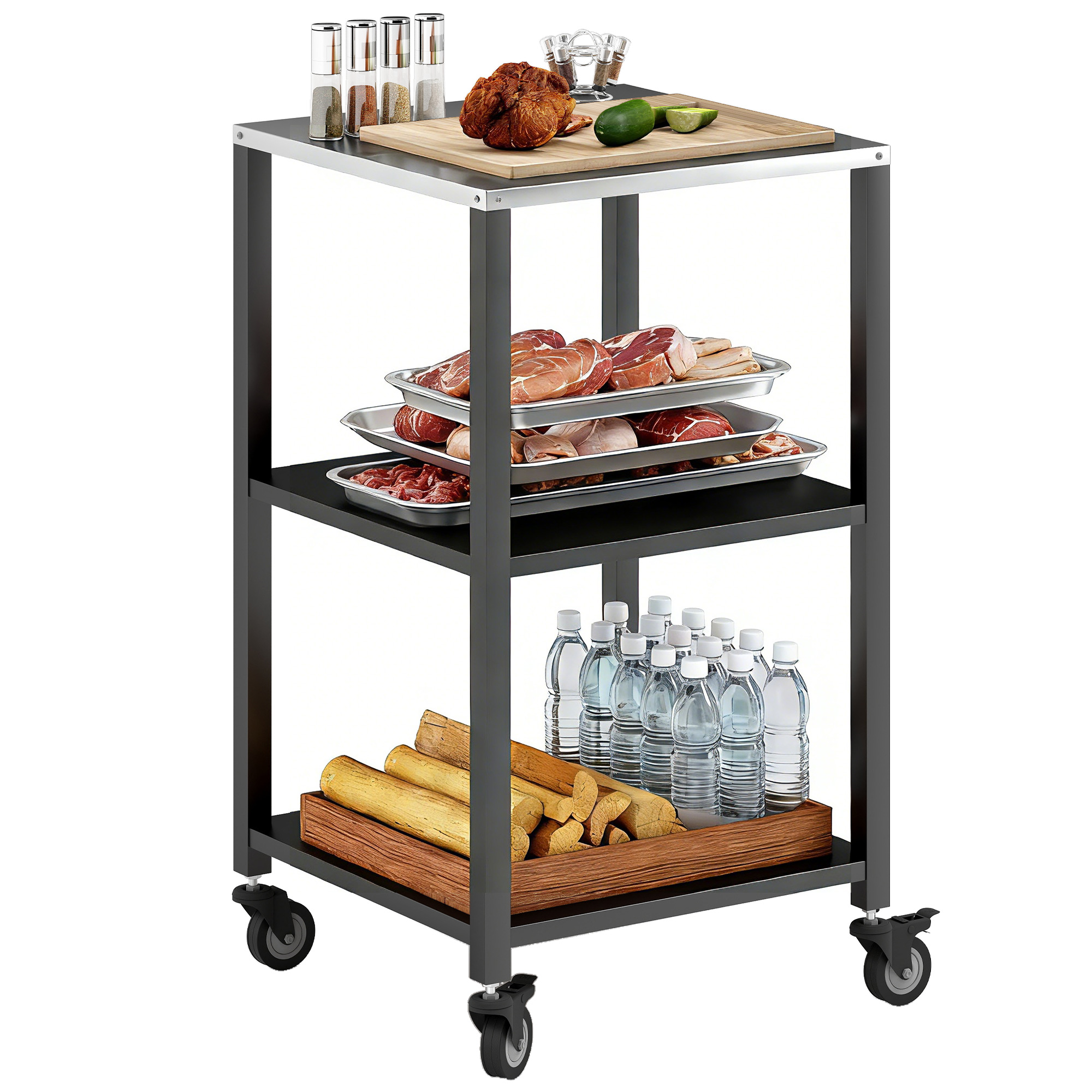 carrello servizio barbecue acciaio inox
