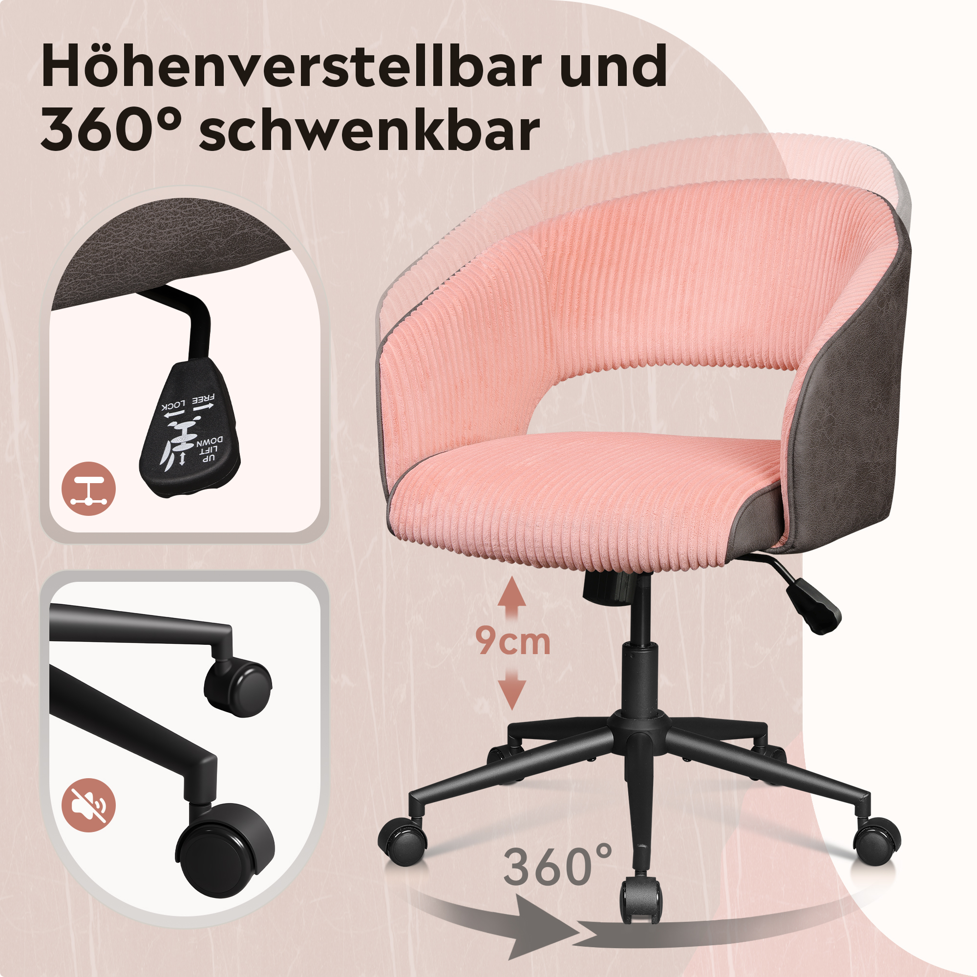 Chaise bureau pivotante sous bureau