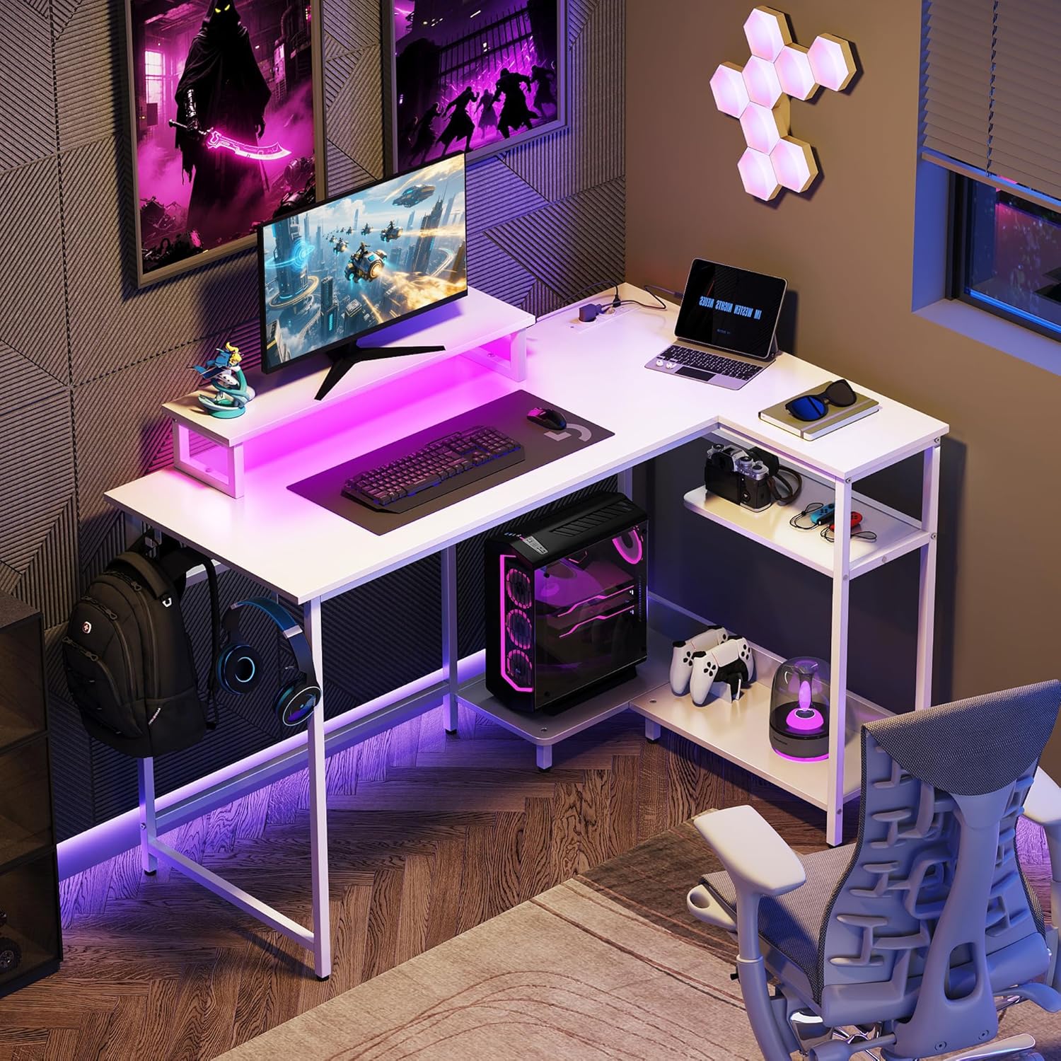 Détail de l'éclairage RGB et des ports USB