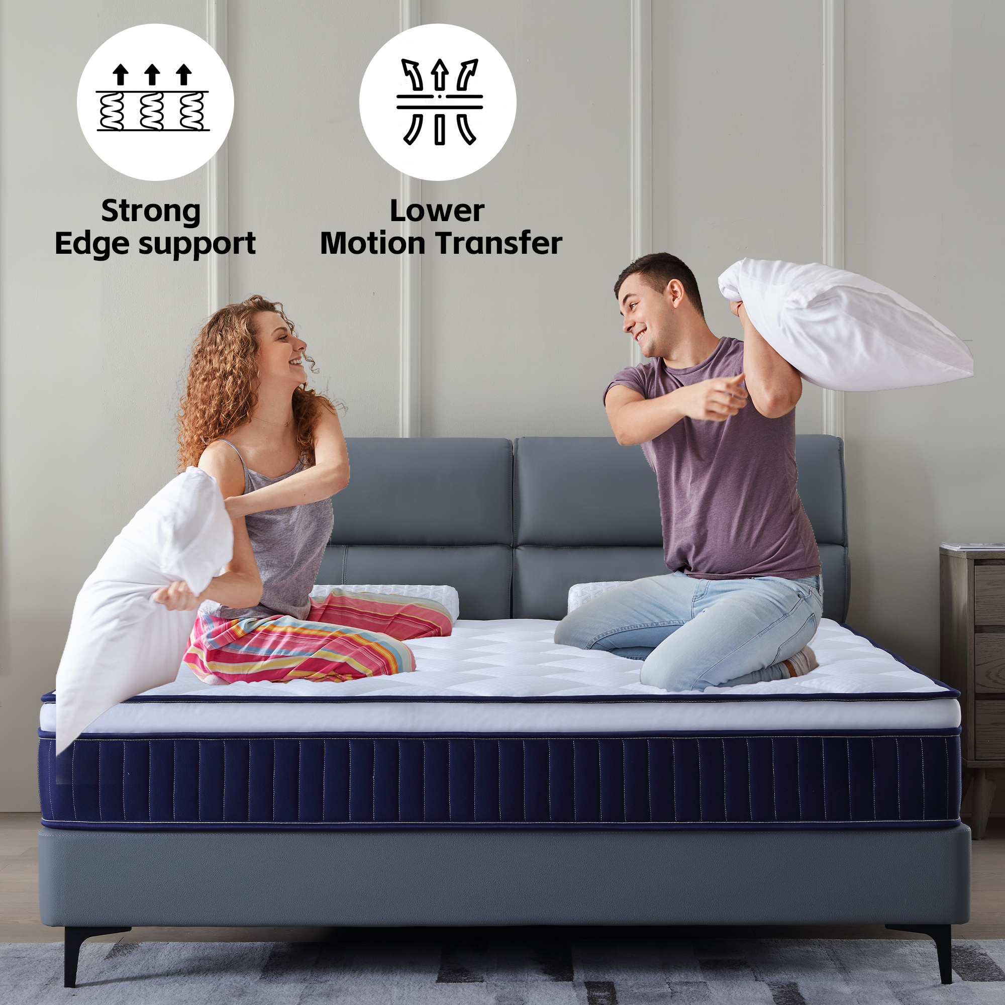 10 Inch Plush Memory Foam Pocket Spring Hybrid Mattress In A Box With Certipur-US Certified Memory Foam