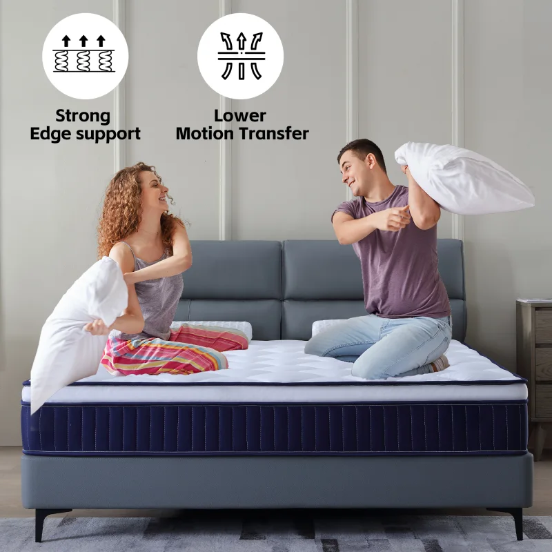 10 Inch Plush Memory Foam Pocket Spring Hybrid Mattress In A Box With Certipur-US Certified Memory Foam