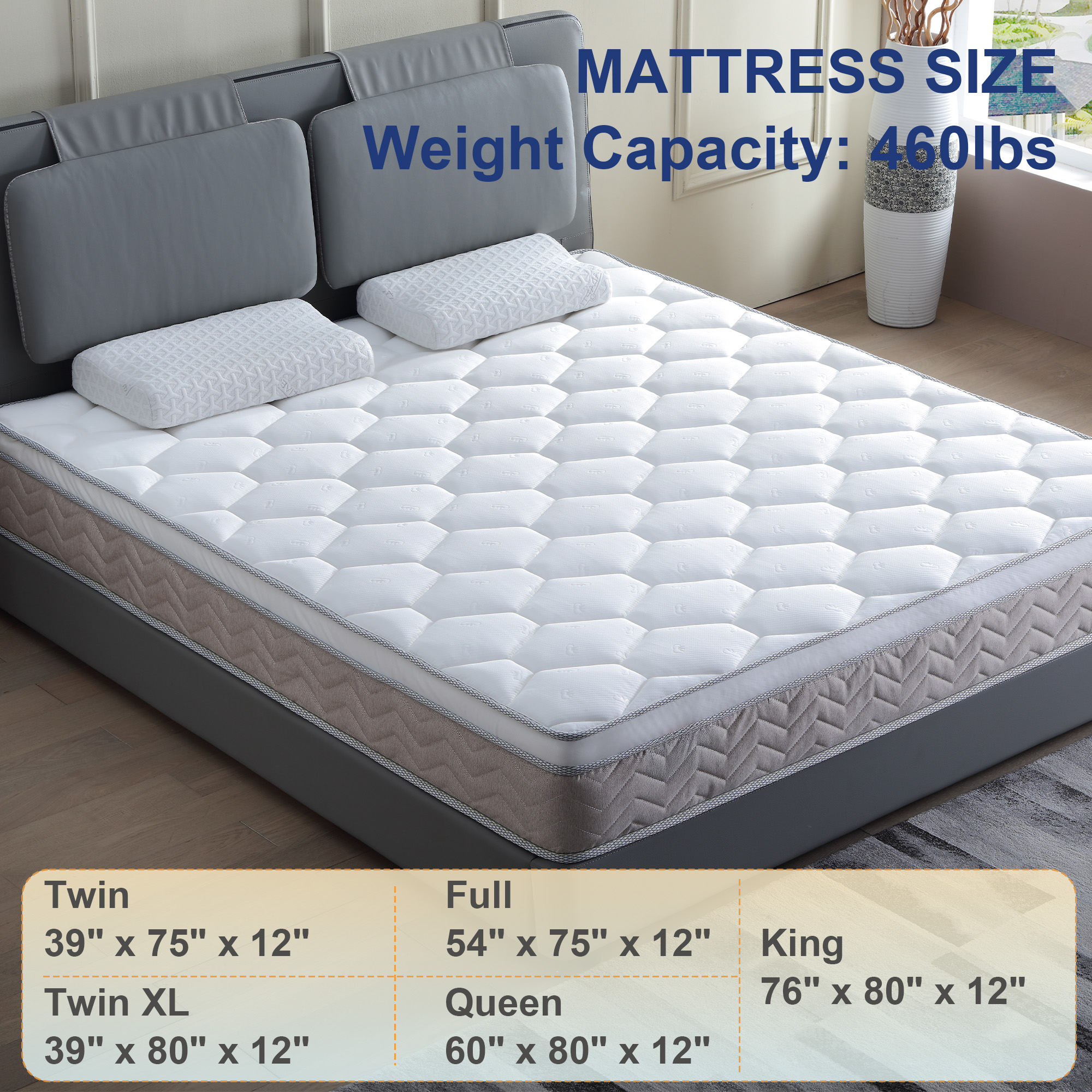 Queen Mattress, 12 Inch Hybrid Mattress in a Box, Memory Foam and Individual Pocket Springs, Soft and Breathable, Soft Feel CertiPUR-US Certified
