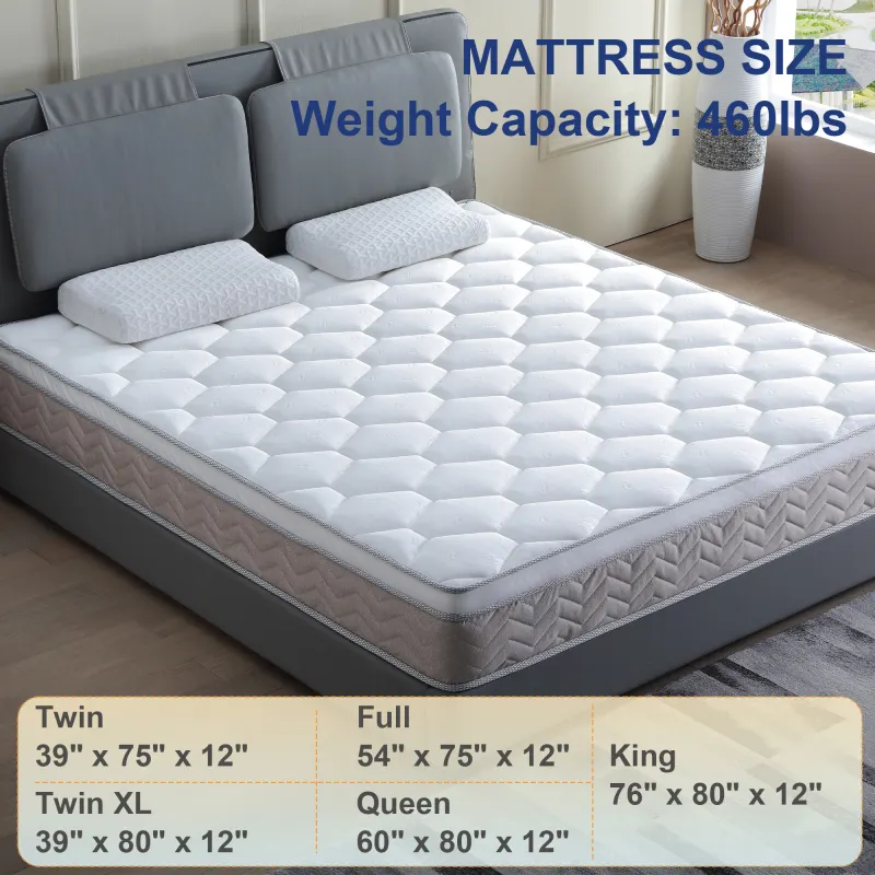Queen Mattress, 12 Inch Hybrid Mattress in a Box, Memory Foam and Individual Pocket Springs, Soft and Breathable, Soft Feel CertiPUR-US Certified