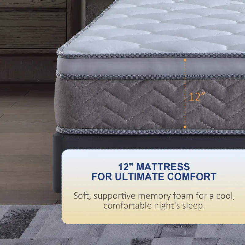 Twin Mattress for Kids, Twin Bed Size Mattress 12 Inch in a Box, Spring Hybrid Mattresses and Memory Foam, Comfort Breathable Fabric, Cooling Gel Pressure Relief, Medium Firm