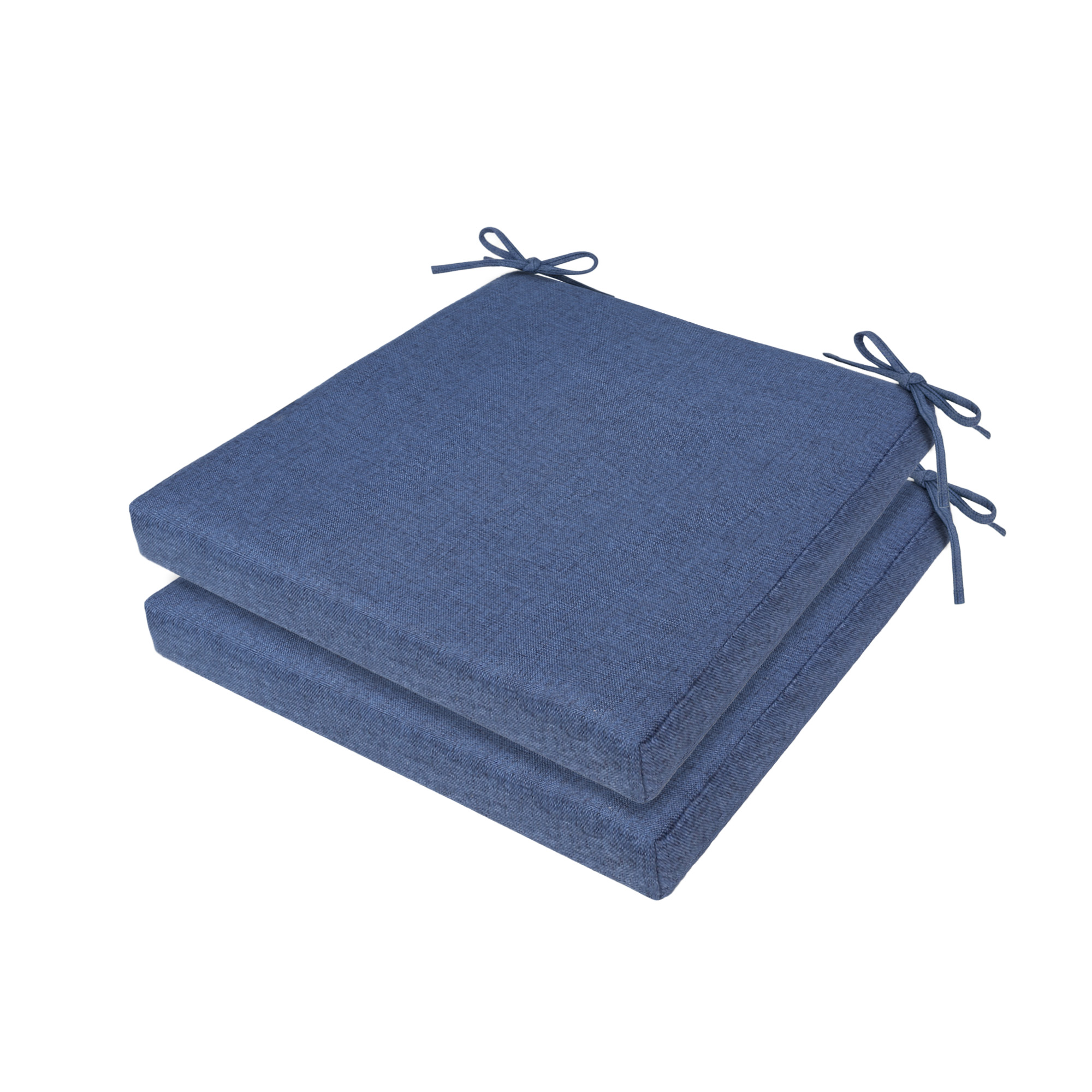 2pcs Chair Cushions for Dining Chairs,Indoor Square Seat Cushion for Folding Chair with Ties and Removable Washable Cover,Soft Memory Foam Kitchen Chair Pads 16" x 16" x 2.5",Blue
