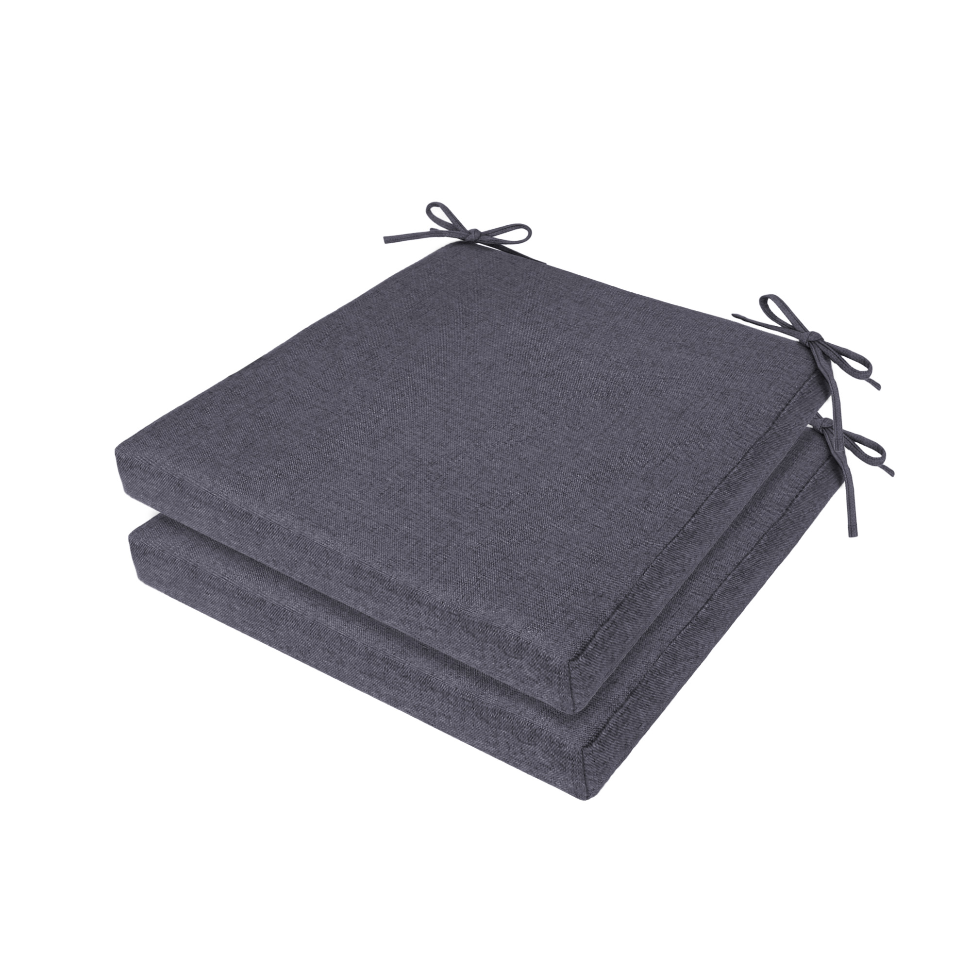 2pcs Chair Cushions for Dining Chairs,Indoor Square Seat Cushion for Folding Chair with Ties and Removable Washable Cover,Soft Memory Foam Kitchen Chair Pads 16" x 16" x 2.5",Grey