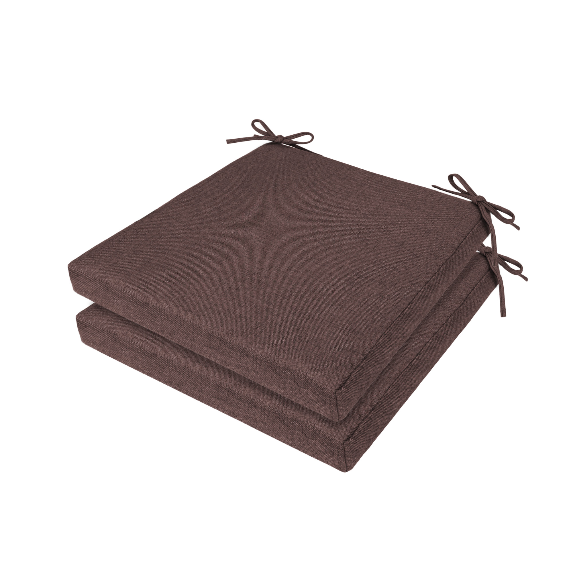 2pcs Chair Cushions for Dining Chairs,Indoor Square Seat Cushion for Folding Chair with Ties and Removable Washable Cover,Soft Memory Foam Kitchen Chair Pads 16" x 16" x 2.5",Coffee
