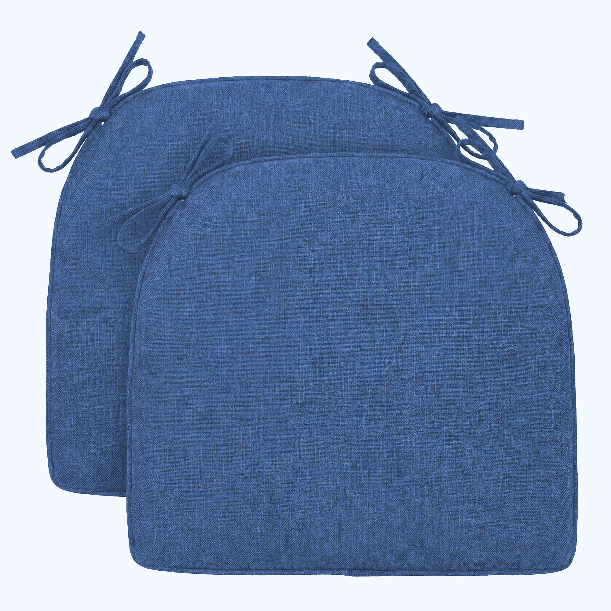 Chair Cushions for Dining Chairs Set of 2, D-Shaped Seat Cushion for Kitchen Chairs with Removable Cover and Ties, Indoor Chair Pads for Dining Room, Kitchen, 17" x 17" x 2.56", Blue