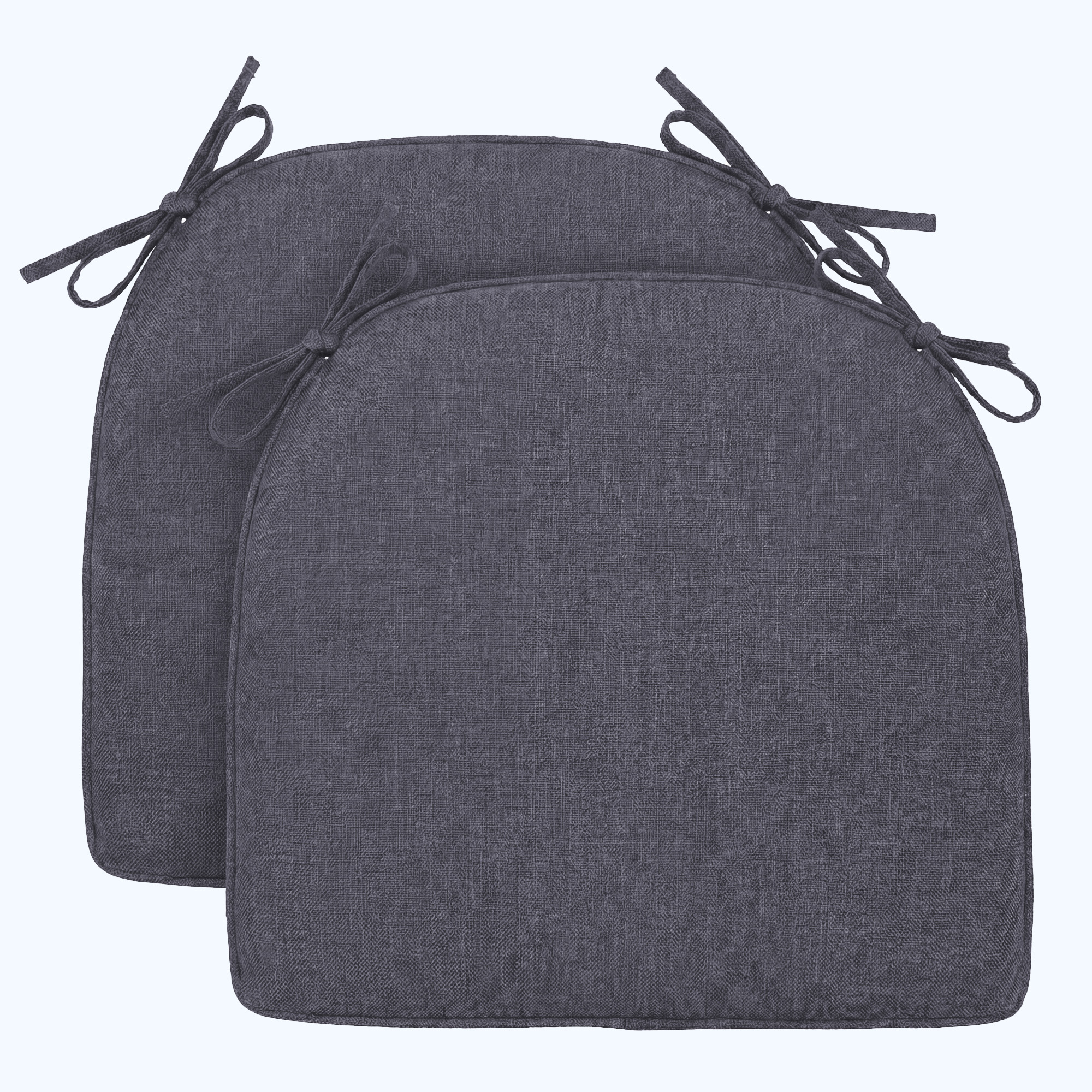 Chair Cushions for Dining Chairs Set of 2, D-Shaped Seat Cushion for Kitchen Chairs with Removable Cover and Ties, Indoor Chair Pads for Dining Room, Kitchen, 17" x 17" x 2.56", Grey