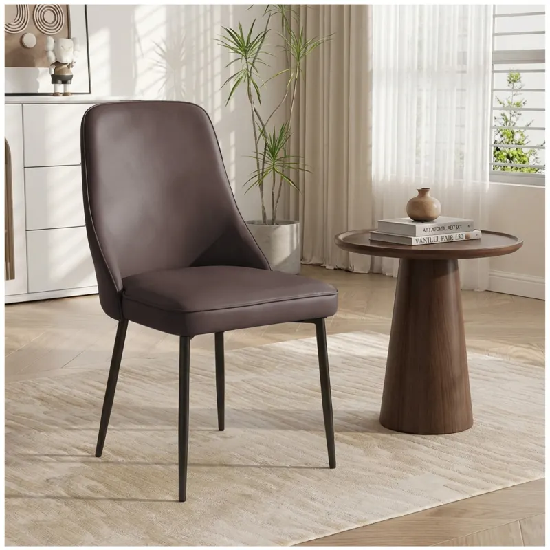 Modern Dining Chairs Set of 1, Upholstered Dining Room Chairs with Thick Cushions, Mid Century Modern Kitchen Chairs with Metal Legs for Kitchen/Living Room/Restaurant (1, Brown)