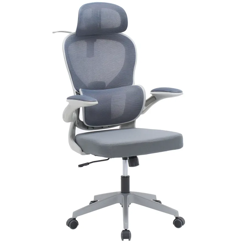 Ergonomic Mesh Office Chair with Adjustable Lumbar Support
Adjustable Headrest, Double Lumbar Support, Flip‑Up Armrests, Adjustable Height Rocking Desk Chair with Coat Hanger