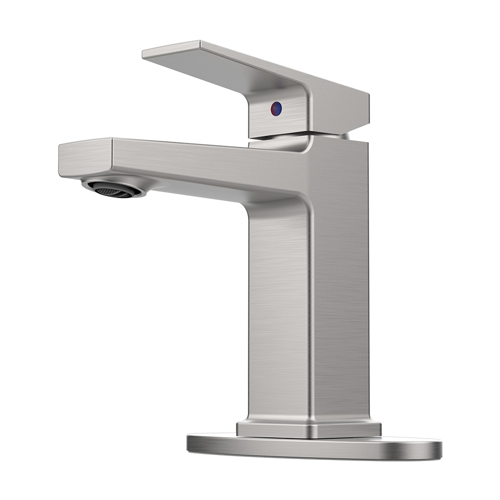 Brushed Nickel Single Handle Bathroom Faucet with Deck For 1 or 3 Holes,Laundry Vanity Sink Faucet with Two 9/16" Hoses
