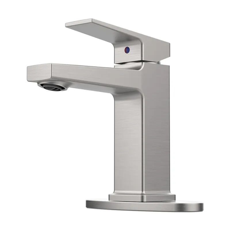 Brushed Nickel Single Handle Bathroom Faucet with Deck For 1 or 3 Holes,Laundry Vanity Sink Faucet with Two 9/16" Hoses