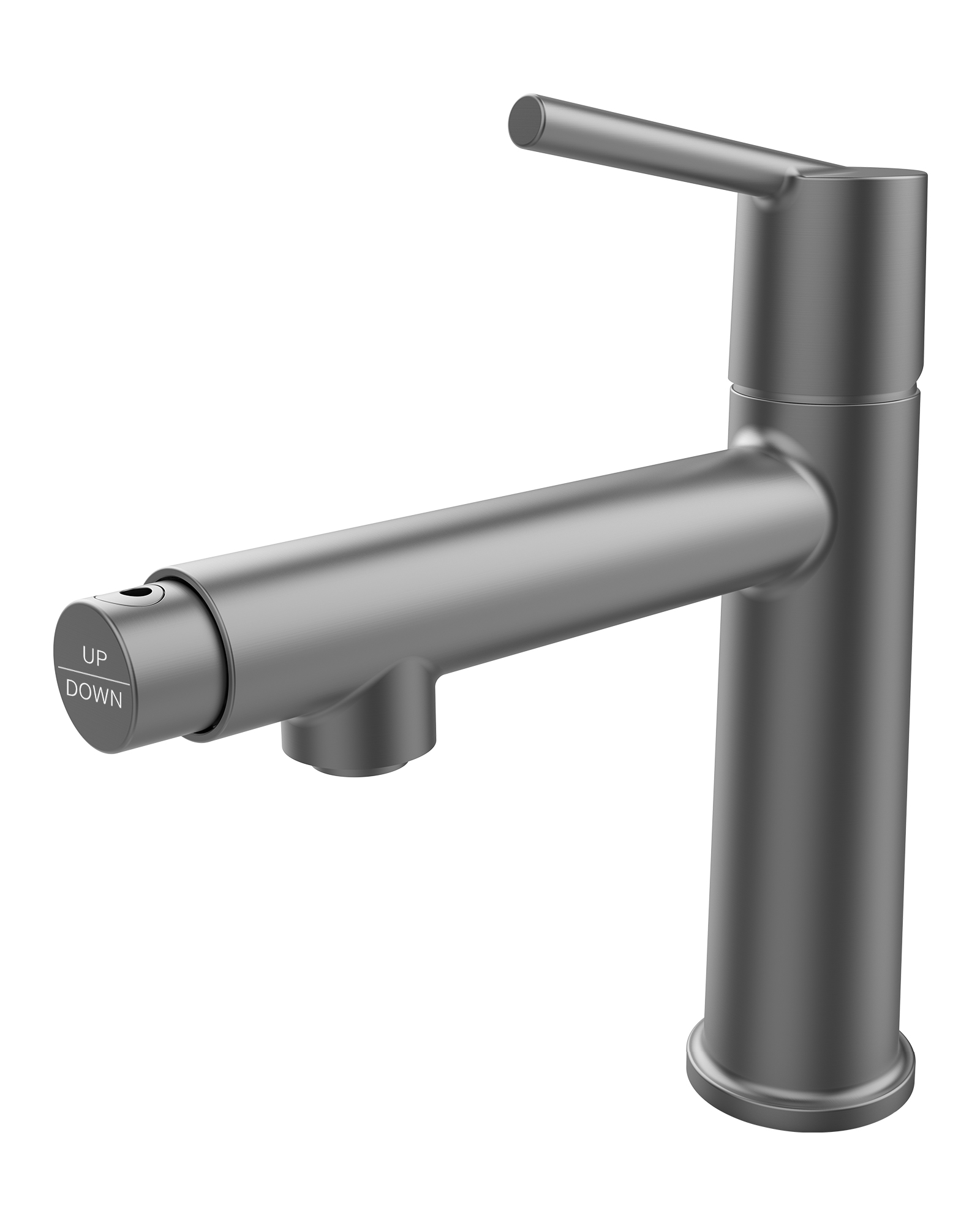 Gun Gray Single Handle Bathroom Faucet for 1 or 3 Holes ,Fountain and Flow Mode Two-in-one function,Deck Mount Laundry Vanity Sink Faucet with Two 9/16" Hoses