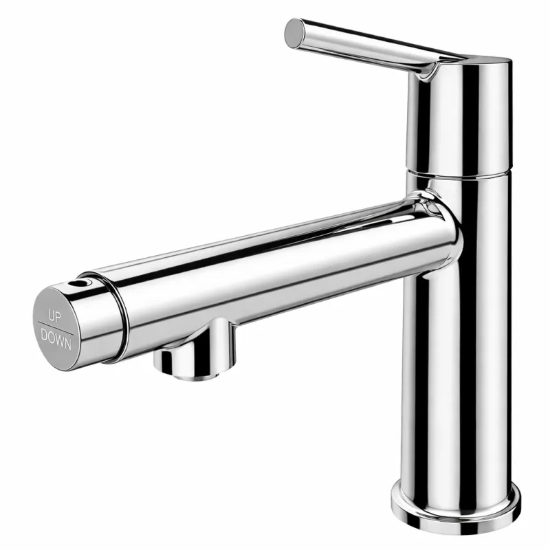 Chrome Single Handle Bathroom Faucet for 1 or 3 Holes ,Fountain and Flow Mode Two-in-one function,Deck Mount Laundry Vanity Sink Faucet with Two 9/16" Hoses