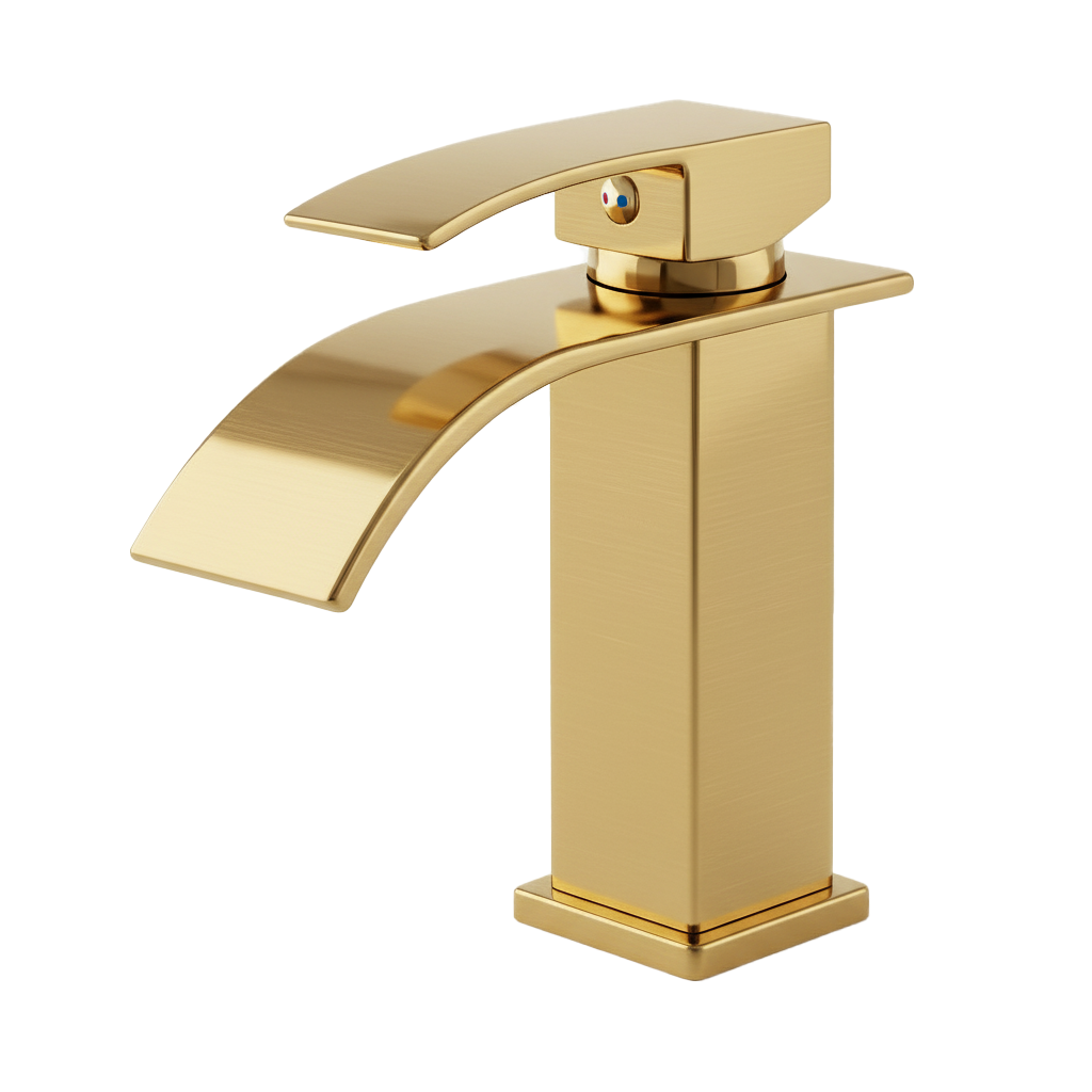 Single Handle Bathroom Faucet Lavatory Faucet Stainless Steel Single Hole-TP, Brushed Gold