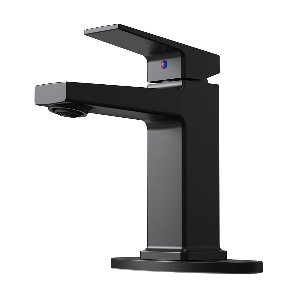 Matte Black Single Handle Bathroom Faucet with Deck For 1 or 3 Holes,Laundry Vanity Sink Faucet with Two 9/16" Hoses