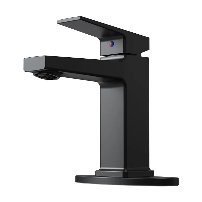 Matte Black Single Handle Bathroom Faucet with Deck For 1 or 3 Holes,Laundry Vanity Sink Faucet with Two 9/16" Hoses