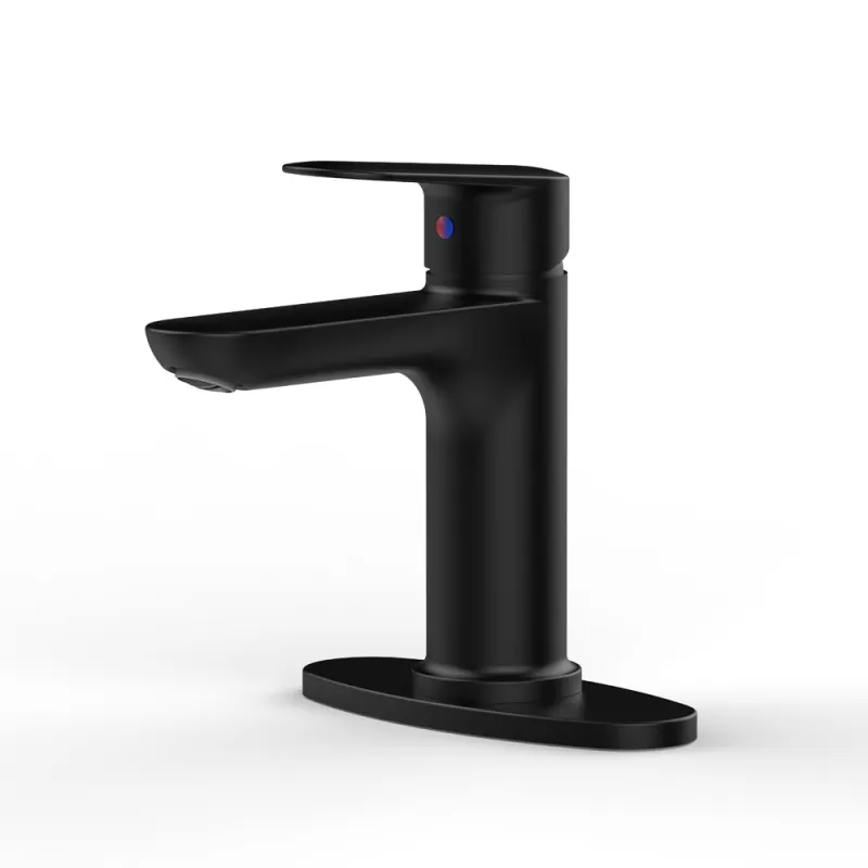 Matte Black Single Handle Bathroom Faucet with Deck For 1 or 3 Holes,Laundry Vanity Sink Faucet with Two 9/16" Hoses