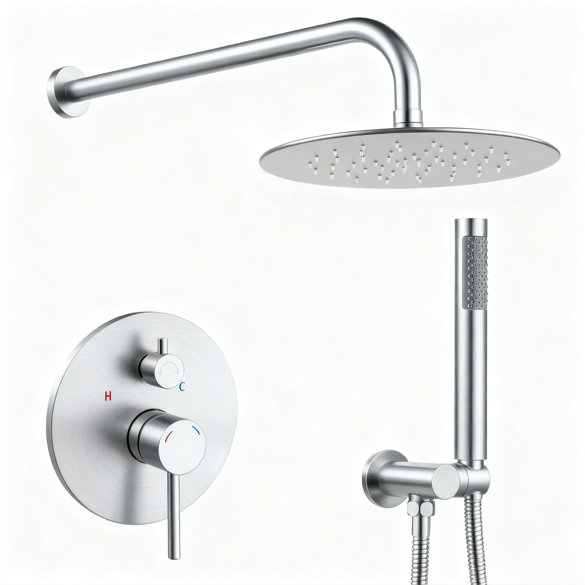 Shower System Shower Faucet Combo Set Wall Mounted with 10" Rainfall Shower Head and handheld shower faucet, Brushed Nickel Finish Shower Faucet Rough-In
