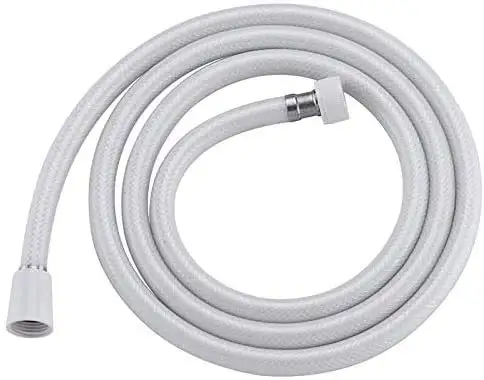 PVC Shower Hose 59 in Extra Long Smooth Handheld Shower Hose Flexible Anti-Kink Handheld Shower Head Hose with brass spin inner core White