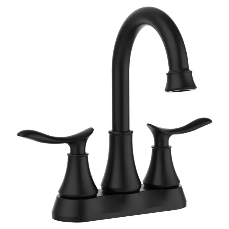 2-Handle 4-Inch Matte Black Bathroom Faucet, Bathroom Vanity Sink Faucets with Pop-up Drain and Supply Hoses