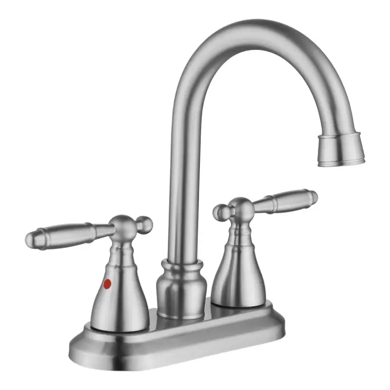 Bathroom Faucet Brushed Nickel 360 Degree High Arc Swivel Spout 4 in Centerset Vanity Faucet Modern Bathroom Faucets 2/3 Holes Lavatory Faucet NOT INCULED Drain