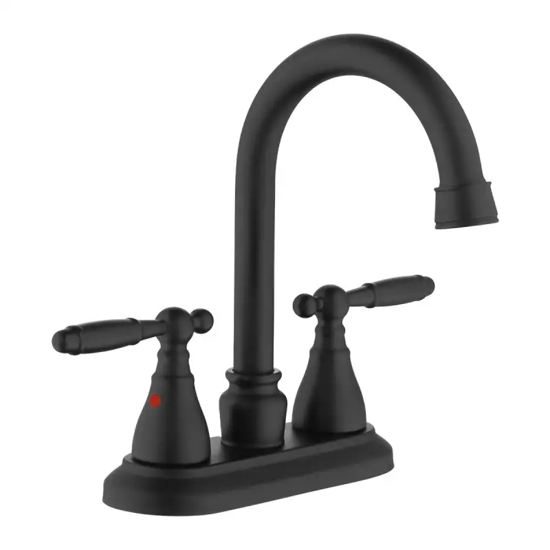 Bathroom Faucet Matte Black 360 Degree High Arc Swivel Spout 4 in Centerset Vanity Faucet Modern Bathroom Faucets 2/3 Holes Lavatory Faucet NOT INCULED Drain