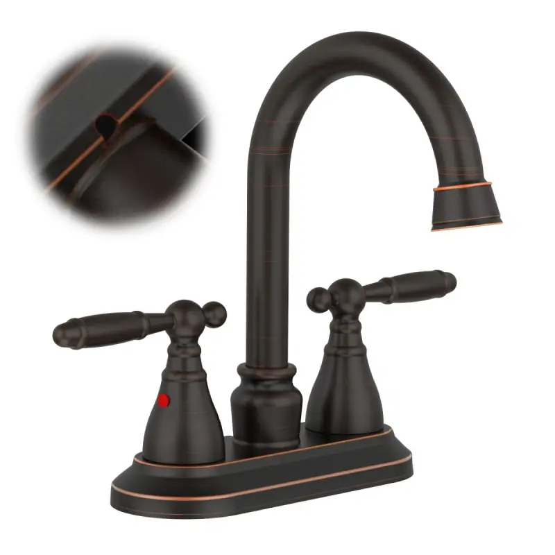 Bathroom Faucet Oil Rubbed Bronze 360 Degree High Arc Swivel Spout 4 in Centerset Vanity Faucet Modern Bathroom Faucets 2/3 Holes Lavatory Faucet NOT INCULED Drain