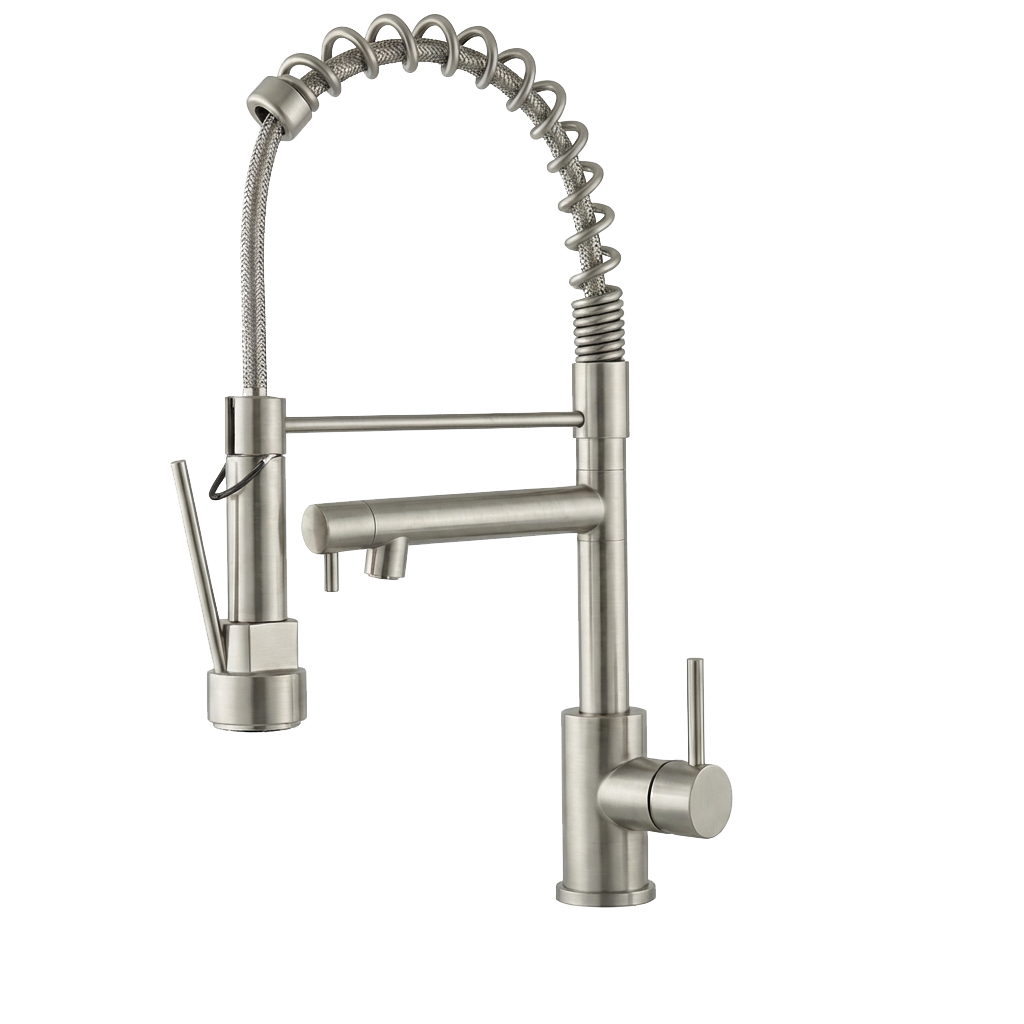 Kitchen Faucet Touch On Single Handle 2- Function Stainless Steel Spring Neck, Single Hole Installation for Residential, Commercial, RV, Bar & More, Brushed Nickel