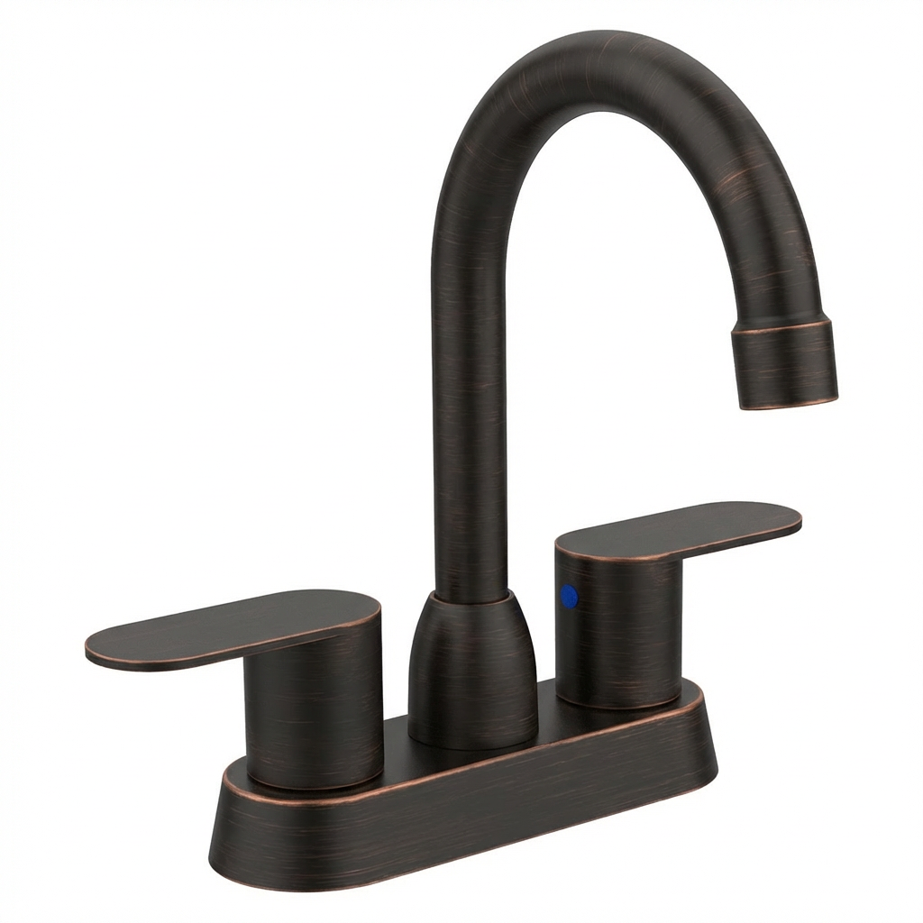 Bathroom Faucet Oil Rubbed Bronze 2-Handle Bathroom Sink Faucet 360 Degree High Arc Swivel Spout Centerset 4 Inch Vanity Faucet RV Bathroom Faucet 2/3 Holes Lavatory Faucet